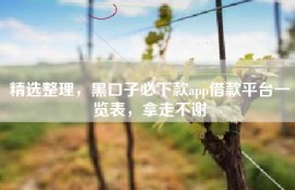 精选整理，黑口子必下款app借款平台一览表，拿走不谢