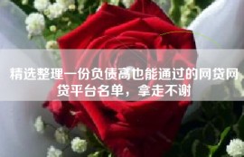 精选整理一份负债高也能通过的网贷网贷平台名单，拿走不谢