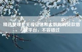 精选整理！无视征信和大数据的贷款借款平台，不容错过