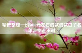 精选整理一份5000元左右借款借款口子名单，拿走不谢