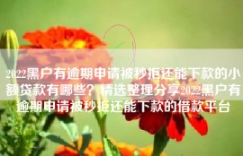 2022黑户有逾期申请被秒拒还能下款的小额贷款有哪些？精选整理分享2022黑户有逾期申请被秒拒还能下款的借款平台