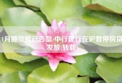 1月额度或已告罄 中行建行在沪暂停房贷发放(转载)