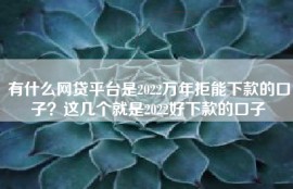 有什么网贷平台是2022万年拒能下款的口子？这几个就是2022好下款的口子