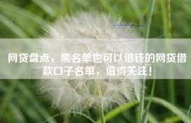 网贷盘点，黑名单也可以借钱的网贷借款口子名单，值得关注！