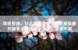精选整理，什么借钱最安全利息最低借的最多小额贷款一览表，拿走不谢