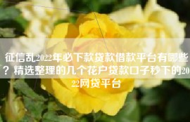 征信乱2022年必下款贷款借款平台有哪些？精选整理的几个花户贷款口子秒下的2022网贷平台