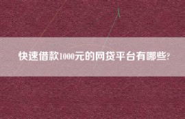快速借款1000元的网贷平台有哪些?