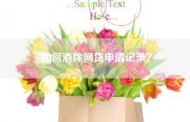 如何消除网贷申请记录？