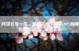 网贷名单一览，黑口子必下款app2022有哪些借款口子，拿走不谢