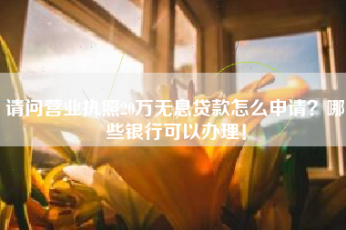 请问营业执照20万无息贷款怎么申请？哪些银行可以办理！