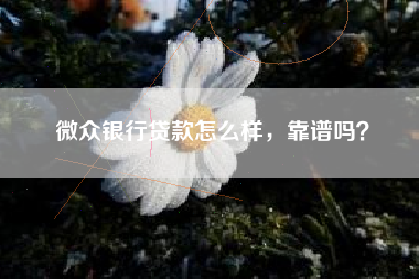 微众银行贷款怎么样，靠谱吗？