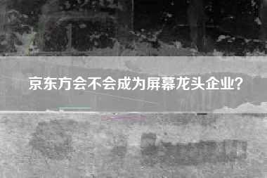 京东方会不会成为屏幕龙头企业？