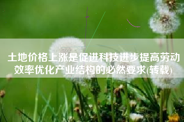 土地价格上涨是促进科技进步提高劳动效率优化产业结构的必然要求(转载)