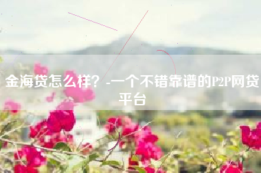 金海贷怎么样？-一个不错靠谱的P2P网贷平台