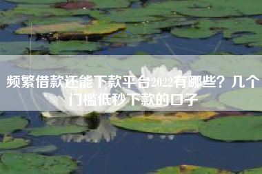 频繁借款还能下款平台2022有哪些？几个门槛低秒下款的口子