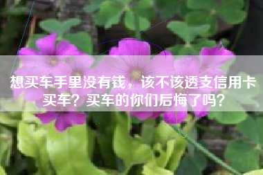 想买车手里没有钱，该不该透支信用卡买车？买车的你们后悔了吗？