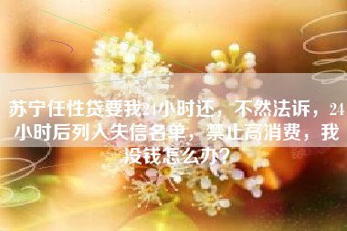 苏宁任性贷要我24小时还，不然法诉，24小时后列入失信名单，禁止高消费，我没钱怎么办？