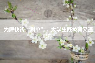 为赚快钱“刷单”，大学生既被骗又违法