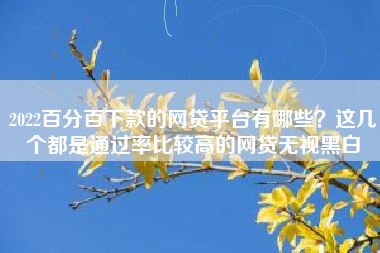 2022百分百下款的网贷平台有哪些？这几个都是通过率比较高的网贷无视黑白