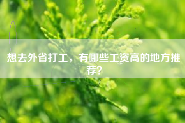 想去外省打工，有哪些工资高的地方推荐？