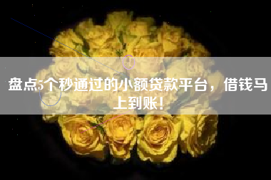 盘点5个秒通过的小额贷款平台，借钱马上到账！