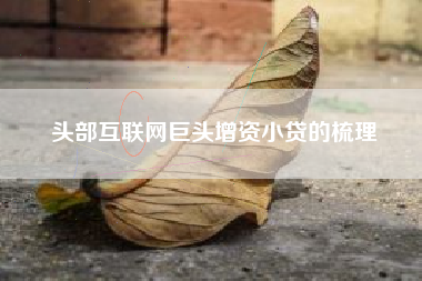 头部互联网巨头增资小贷的梳理