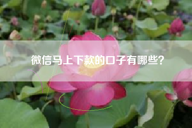 微信马上下款的口子有哪些？