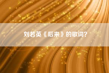 刘若英《后来》的歌词？
