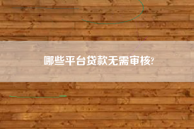 哪些平台贷款无需审核?
