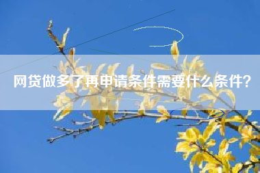 网贷做多了再申请条件需要什么条件？