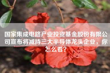 国家集成电路产业投资基金股份有限公司宣布将减持三大半导体龙头企业，你怎么看？