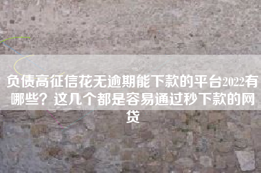 负债高征信花无逾期能下款的平台2022有哪些？这几个都是容易通过秒下款的网贷