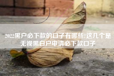 2022黑户必下款的口子有哪些?这几个是无视黑白户申请必下款口子