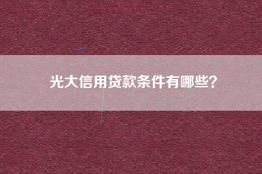 光大信用贷款条件有哪些？