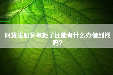网贷注册多被拒了还能有什么办借到钱吗？