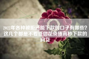 2022年各种被拒还能下款的口子有哪些？这几个都是不看征信花负债高秒下款的网贷