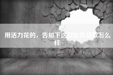 用活力花的，告知下这款软件贷款怎么样