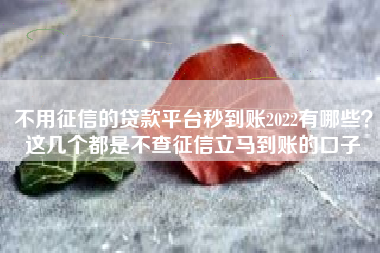 不用征信的贷款平台秒到账2022有哪些？这几个都是不查征信立马到账的口子