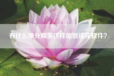 有什么像分期乐这样能借钱花软件？