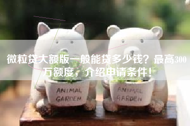 微粒贷大额版一般能贷多少钱？最高300万额度，介绍申请条件！