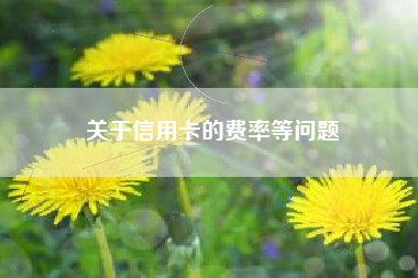 关于信用卡的费率等问题
