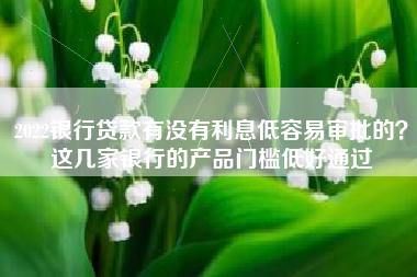 2022银行贷款有没有利息低容易审批的？这几家银行的产品门槛低好通过