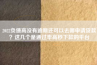 2022负债高没有逾期还可以去哪申请贷款？这几个是通过率高秒下款的平台