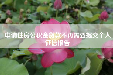 申请住房公积金贷款不再需要提交个人征信报告