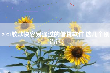 2021放款快容易通过的借贷软件,这几个别错过!