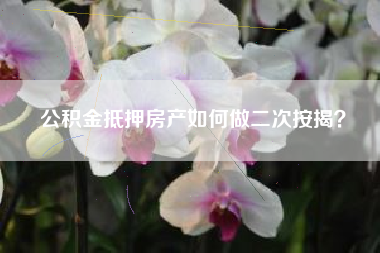 公积金抵押房产如何做二次按揭？