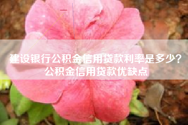 建设银行公积金信用贷款利率是多少？公积金信用贷款优缺点