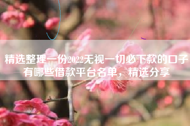 精选整理一份2022无视一切必下款的口子有哪些借款平台名单，精选分享