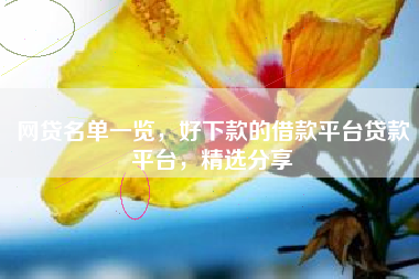 网贷名单一览，好下款的借款平台贷款平台，精选分享