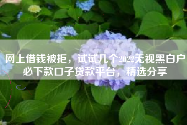 网上借钱被拒，试试几个2022无视黑白户必下款口子贷款平台，精选分享